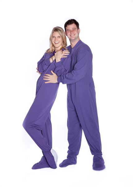 Purple Jersey Knit Onesie Footed Pajamas For Adults Big Feet Onesies And Footed Pajamas 5726